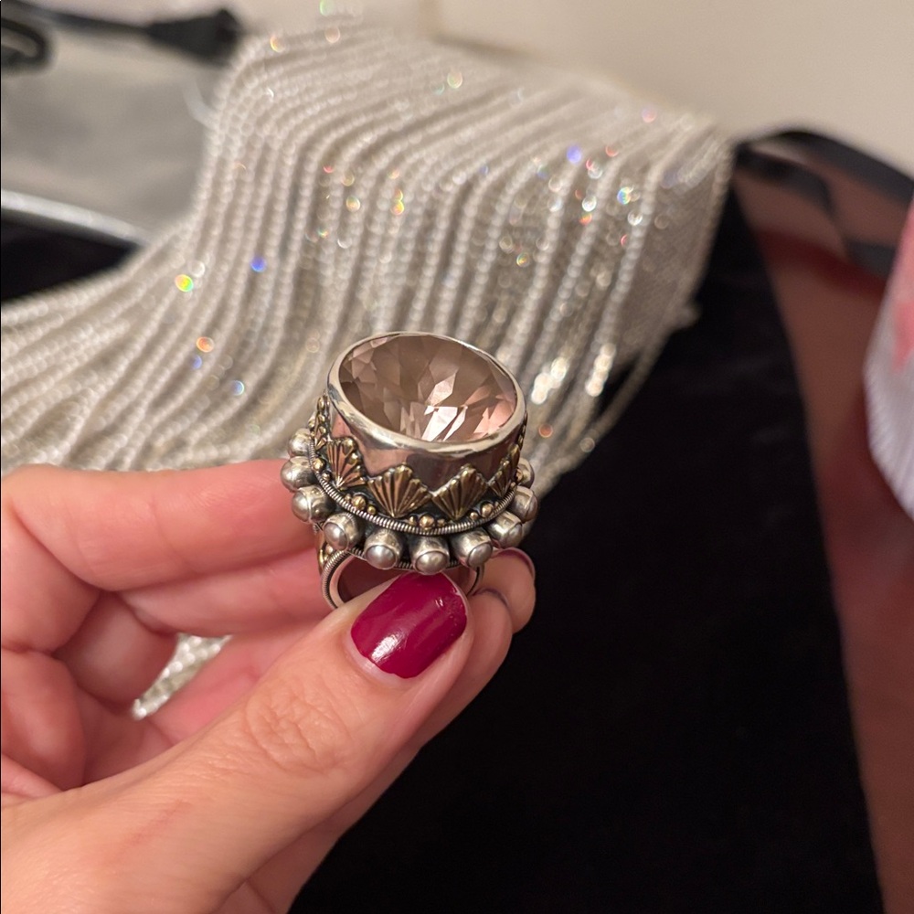 Mars&Valentine imperial sterling art deco fan quartz statement cocktail ring - Picture 13 of 16
